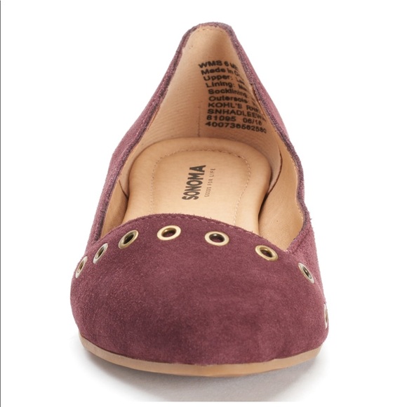 Sonoma Women’s Suede Flats Wine New - Picture 3 of 7